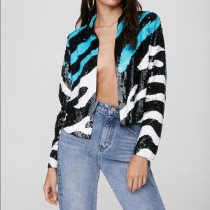 New with tags zebra print sequin Jacket